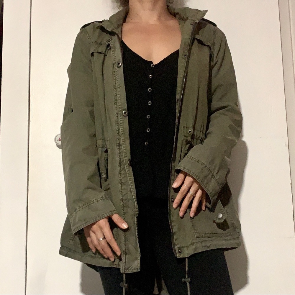 Levi’s green hooded military jacket